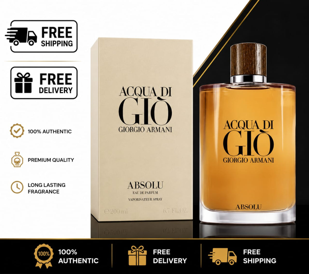 Giorgio Armani Acqua Di Gio Absolu Eau de Parfum for Men – 6.7 oz